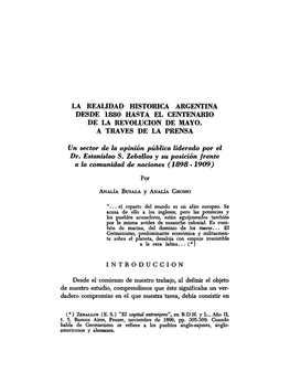 La Realidad Historica Argentina Desde 1880 Hasta El Centenario De La Revolucion De Mayo