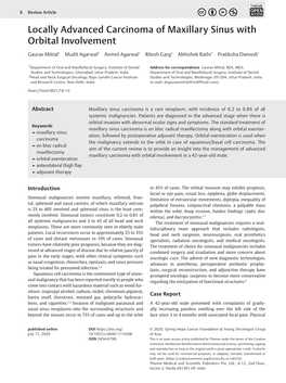 Locally Advanced Carcinoma of Maxillary Sinus with Orbital Involvement