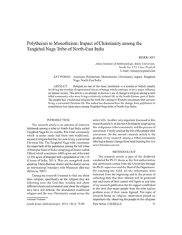 Impact of Christianity Among the Tangkhul Naga Tribe of North-East India