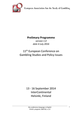 Preliminary Programme