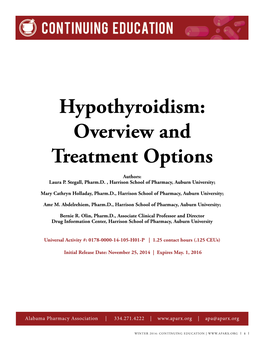 Hypothyroidism: Overview and Treatment Options