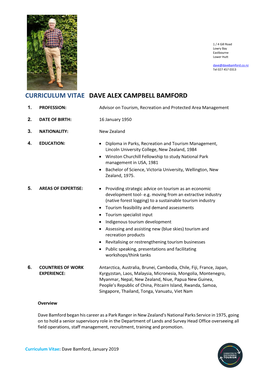 Curriculum Vitae Dave Alex Campbell Bamford