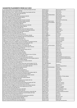 Suggested Placements from July 2019