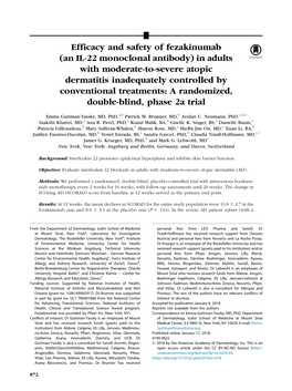 In Adults with Moderate-To-Severe Atopic Dermatitis Inadequately Controlled by Conventional Treatments: a Randomized, Double-Blind, Phase 2A Trial