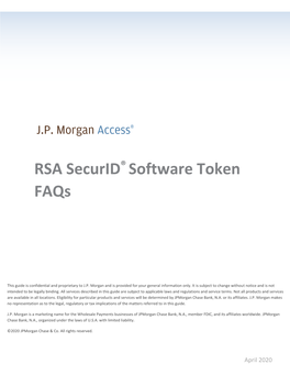 J.P. Morgan Access RSA Securid Software Token Faqs