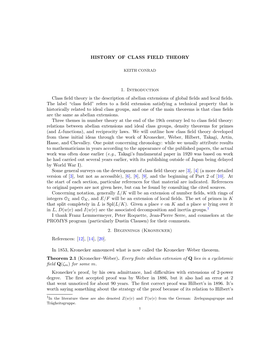 History of Class Field Theory