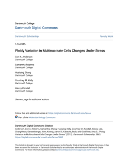 Ploidy Variation in Multinucleate Cells Changes Under Stress