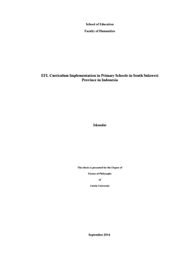 EFL Curriculum Implementation in Primary Schools in South Sulawesi Province in Indonesia