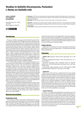 (Ascomycota, Pezizales) I. Notes on Galiella Rufa