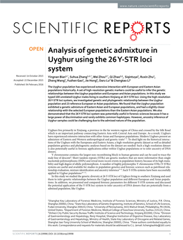 Analysis of Genetic Admixture in Uyghur Using the 26 Y-STR Loci