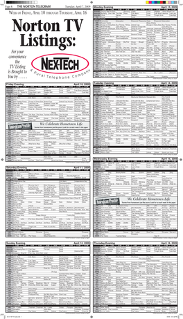 08 4-7-09 TV Guide.Indd 1 4/6/09 3:01:22 PM