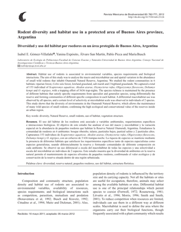 Rodent Diversity and Habitat Use in a Protected Area of Buenos Aires Province, Argentina