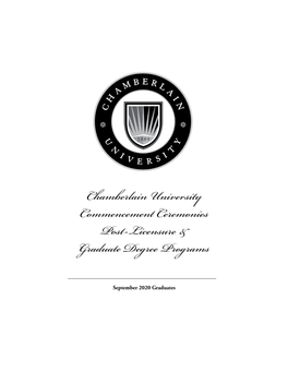 Chamberlain University Commencement Ceremonies Post-Licensure & Graduate Degree Programs