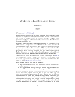 Introduction to Locality-Sensitive Hashing