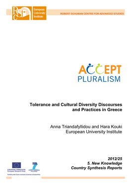 Tolerance and Cultural Diversity Discourses and Practices in Greece