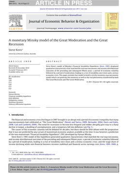 Minsky Model of the Great Moderation and the Great Recession