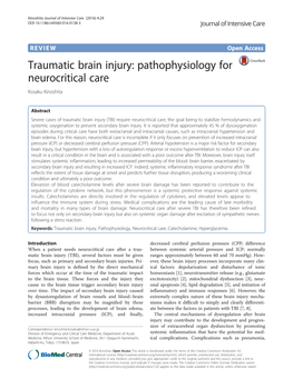 Traumatic Brain Injury: Pathophysiology for Neurocritical Care Kosaku Kinoshita