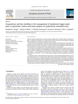 Acupuncture and Dry Needling in the Management of Myofascial Trigger Point Pain: a Systematic Review and Meta-Analysis of Randomised Controlled Trials