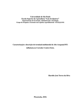 Caracterização E Descrição Do Terminal Multimodal De Alto Araguaia/MT: Influência No Corredor Centro-Oeste