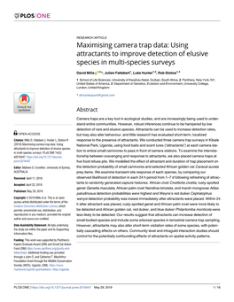 Maximising Camera Trap Data: Using Attractants to Improve Detection of Elusive Species in Multi-Species Surveys