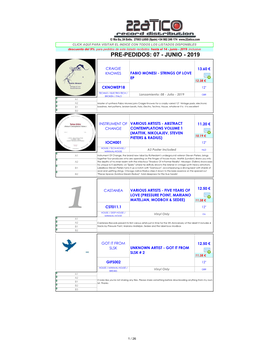 Pre-Pedidos: 07 - Junio - 2019