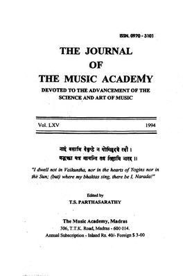 The Journal of the Music Academy Devoted to the Advancement of the Science and Art of Music