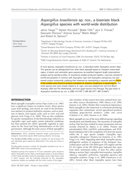 Aspergillus Brasiliensis Sp. Nov., a Biseriate Black Aspergillus Species with World-Wide Distribution