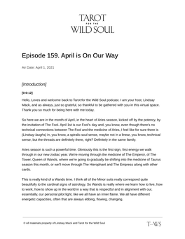 Episode 159. April Is on Our Way