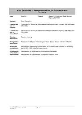 Revegetation Plan for Pastoral Areas CPS 818 /6