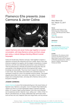 Flamenco Eñe Presents Jose Carmona & Javier Colina