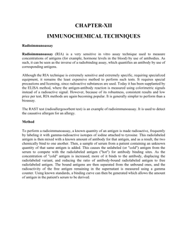 Chapter-Xii Immunochemical Techniques