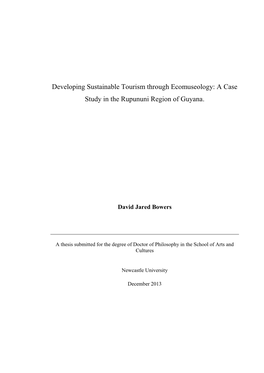 Developing Sustainable Tourism Through Ecomuseology: a Case Study in the Rupununi Region of Guyana