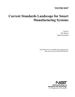 Smart Manufacturing Standards Landscape