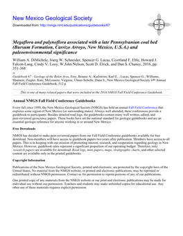 Bursum Formation, Carrizo Arroyo, New Mexico, U.S.A.) and Paleoenvironmental Significance William A