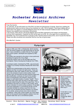 Rochester Avionic Archives Newsletter