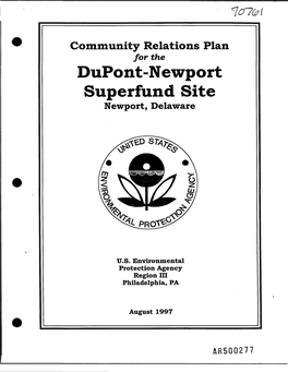 Community Relations Plan for the Dupont-Newport Superfund Site Newport, Delaware