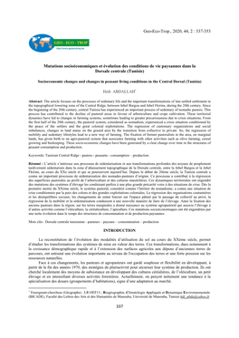 337 Geo-Eco-Trop., 2020, 44, 2 : 337-353 Mutations