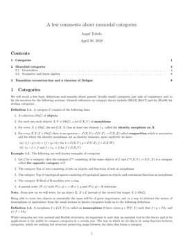 A Few Comments About Monoidal Categories