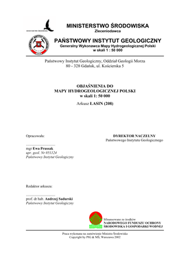 Ministerstwo Środowiska Państwowy Instytut Geologiczny