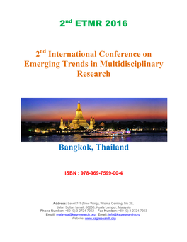 2Nd ETMR 2016 2 International Conference on Emerging Trends In