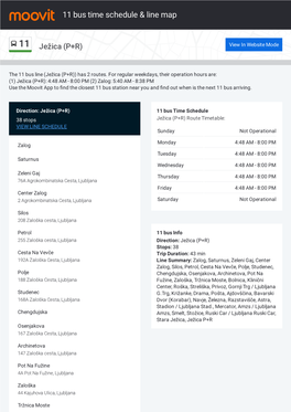 11 Bus Time Schedule & Line Route