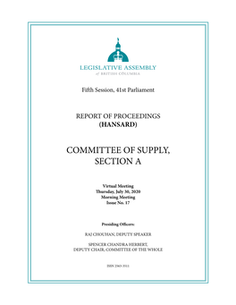 Committee of Supply, Section A