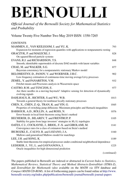 Official Journal of the Bernoulli Society for Mathematical Statistics And