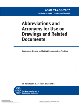 Abbreviations and Acronyms for Use on Drawings and Related Documents