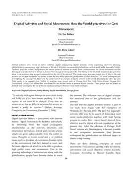 Digital Activism and Social Movements: How the World Perceives the Gezi Movement Dr