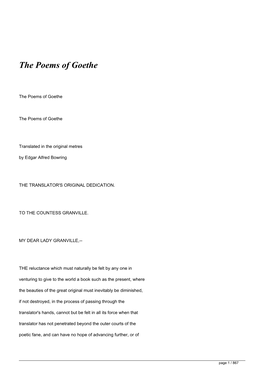 The Poems of Goethe</H1>