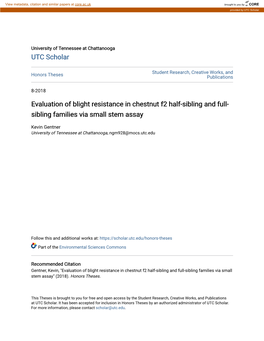 Evaluation of Blight Resistance in Chestnut F2 Half-Sibling and Full-Sibling Families Via Small Stem Assay