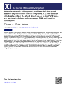 Molecular Defect in Siblings with Prolidase Deficiency and Absence Or Presence of Clinical Symptoms