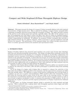 Compact and Wide Stopband E-Plane Waveguide Diplexer Design