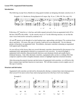 Augmented Sixth Sonorities Introduction